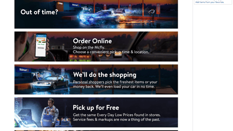 Walmart Grocery 'Famous Cars' Landing Page
